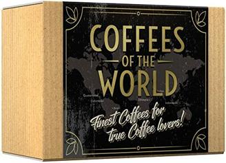 Gourmet-Kaffee-Geschenkset - COFFEES OF THE WORLD 🎁 Gemahlener Kaffee 600g (6 x 100 g) - 6 feinste Single Origin Kaffees 🎁 Geschenkidee im Geschenkkorb-Stil für Sie & Ihn