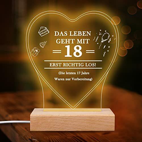 Merclix Led Lampe Nachtlicht 18. Geburtstag Mädchen Geschenk Lustig 18. Geburtstag Junge Deko 18 Geburtstag Mädchen Geschenkideen 18 Geburtstag Junge Geschenkidee Deko Geburtstagsgeschenk