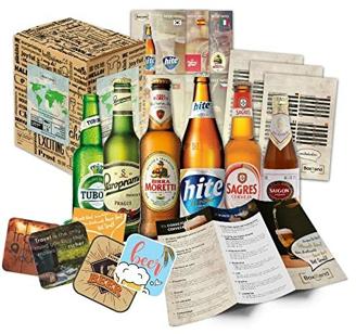 Biere der Welt (6 x 0,33l) internationale Bier Spezialitäten zum verschenken (Beste Biere der Welt mit Geschenkkarton (Bier + Tasting-Anleitung + Bierbroschüre + Brauereigeschenke + Geschenkkarton)