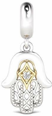 GNOCE Handgeformte Hamsa Hand 925 Sterling Silber Vergoldete Perle Charms für Armbänder Halskette Schmuck Geschenk für Frauen Herren