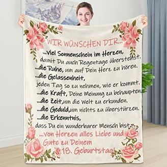 Shoppawhile 18. Geburtstag Mädchen Geschenke zum 18 Geburtstag Mädchen, Flanell Kuscheldecke 130×150 cm
