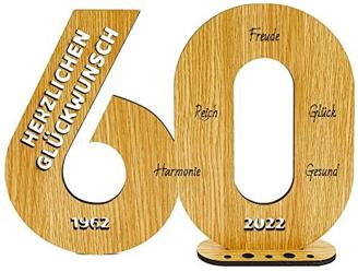 USEAMIE Digital Holz Schild Gästebuch-60 Geburtstage und Jubiläen-Digitale Geschenke zum 60 Jahre Jubiläum Dekorieren