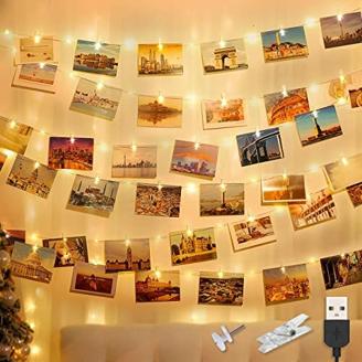 12M 120LED Fotoclips Lichterkette,litogo USB Lichterkette für Zimmer Deko Fotos Lichterkette Wand mit 60 Klammern Lichterkette Bilder für Zimmer, Wohnzimmer, Weihnachten, Hochzeiten, Party Warmweiß