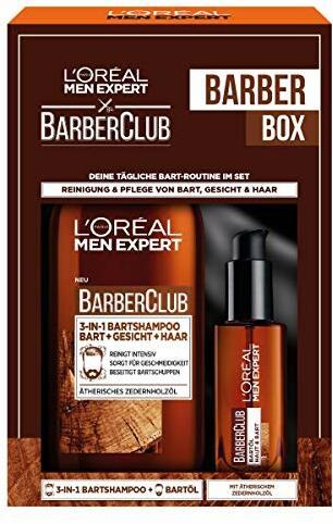 L'Oréal Men Expert Bartpflege Set mit Bartöl und Bartshampoo, Barber Club Herren Bartpflege Geschenkset, 1 x 230 ml