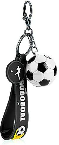 Cobee Fußballgeschenke Schlüsselanhänger, inspirierende Silikon Schlüsselanhänger, Fußball Schlüsselanhänger für Jungen Mädchen Teenager Sportschule Karneval Belohnung, Partygeschenke (weiß)