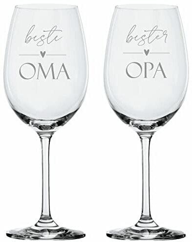 KT-Schmuckdesign Weinglas Leonardo Set - Oma & Opa - Geschenkidee Individuelles Weinglas Set Großeltern Geburtstagsgeschenk