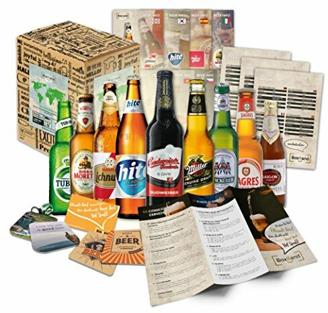 [ Boxiland ] Biere der Welt (9 x 0,33l) internationale Bier Spezialitäten zum verschenken Beste Biere + Tasting-Anleitung + Bierbroschüre + Geschenkkarton Vatertagsgeschenk