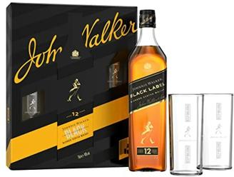 Johnnie Walker Black Label | Blended Scotch Whisky | in edler Box mit zwei gratis Gläsern | handverlesen aus Schottland | 40% vol | 700ml Einzelflasche |
