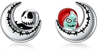 Jack Skellington Ohrringe 925 Sterling Silber Halloween Ohrringe Schädel Totenkopf Schmuck Halloween Schmuck Weihnachten Geschenke für Frauen