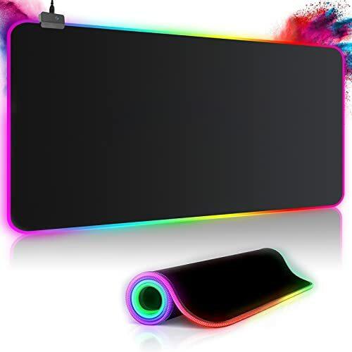 Gaming Mousepad RGB Mauspad 350 x 250 Gaming Mauspad mit 14 Beleuchtungs Modi Wasserdicht Anti Rutsch für Computer PC Professionelle Gamer ……