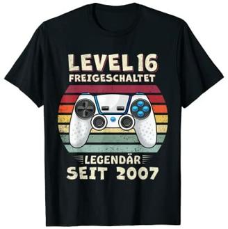 Level 16 Geburtstag Junge Jungen Lustig 2007 16er Geburtstag T-Shirt