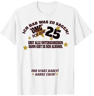 25. Geburtstag Frau und 25. Geburtstag Mann Gästebuch T-Shirt