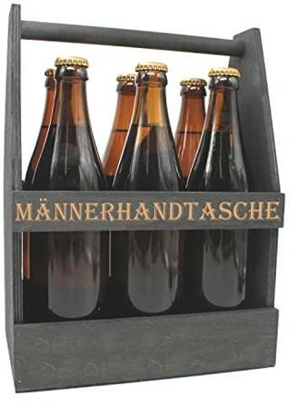 Generisch Bierträger mit Gravur Männerhandtasche für 6 Flaschen 0,5 Liter in SCHWARZ