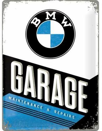 Nostalgic-Art Retro Blechschild BMW – Garage – Geschenk-Idee für Auto Zubehör Fans, aus Metall, Vintage-Design zur Dekoration, 30 x 40 cm