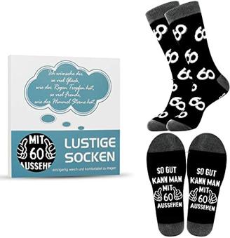Jeasona 60 Geburtstag Socken Herren 43-46 60 Geburtstag Mann Geschenkideen Lustig 60. Geburtstag Mann Geschenk Lustig Deko 60 Geburtstag Mann Socken Baumwolle