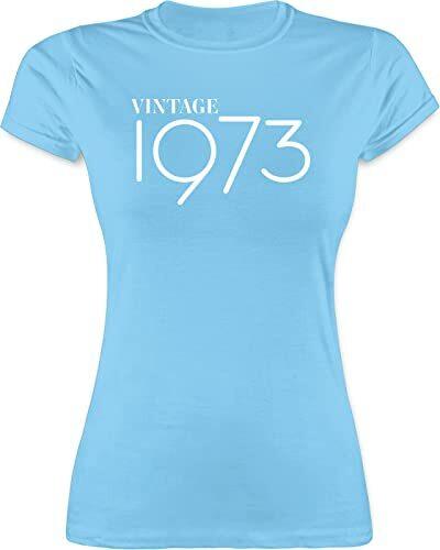 Shirt Damen - 50. Geburtstag - Vintage 1973 weiß - S - Hellblau - Damen Geschenke Idee - L191