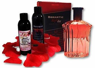 Partnermassage, Romantik, Geschenk, Set mit Erotik Massageöl + Parfüm, Liebesspiele für Männer