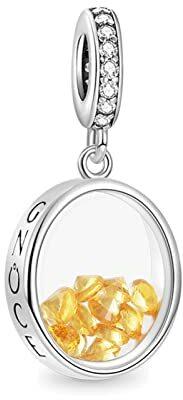 GNOCE Ovaler Geburtsstein-Anhänger 925er Sterlingsilber Charms Perle für Armband Halskette Schmuck Geschenk für Geburtstag Frauen Mädchen (November)