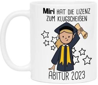 Abitur 2023 Tasse Personalisiert | Name & Haarfarbe | Abitur Geschenk Mädchen Abi Abschluss Kaffeetasse