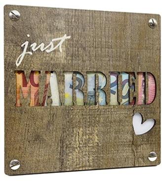 Geldgeschenk "JUST MARRIED" I Originelles Hochzeitsgeschenk aus Holz I Hochzeitsgeschenke I Geldgeschenke I Geldverpackung I Geschenk I Geld von Herzen verschenken (JUST MARRIED)