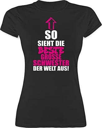 Shirt Damen - Schwester und Tante Geschenk - Beste große Schwester - M - Schwarz - Auntie Grosse Tshirt für die t Shirts der Welt t-Shirt t- mädchen - L191