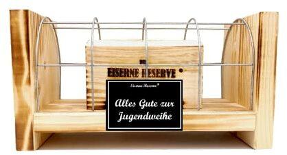 Jugendweihe Geld Geschenk | Eiserne Reserve Gitterbox Geldgeschenk | lustige Geschenkidee Geldgeschenk Geld verschenken verpacken | Text s/w Alles Gute zur Jugendweihe
