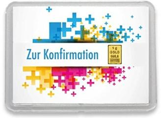 Goldbarren 1g – Geschenk Motivbox “Zur Konfirmation” Tolle Geschenkidee - Feingold 999,9