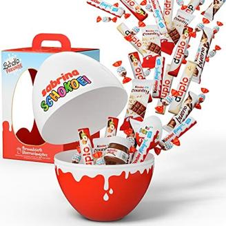 Schoko Freunde Geschenke ® Kinderschokolade Box - personalisierte Süßigkeiten Großpackung mit Ferrero Mix - Geburtstagsgeschenk für Frauen, Männer, Kinder - Riesen Überraschungsei XXL
