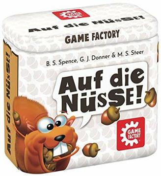 Game Factory 646273 Auf die Nüsse, das knackige Würfelspiel, Mini-Spiel in handlicher Metalldose, Reisespiel, für Erwachsene und Kinder ab 8 Jahren
