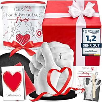 GipsME Geschenkset 3D Handabdruck Set für Paare - Personalisierte Geschenke für Frauen und Männer Geschenke - Geschenk Hochzeit - Gipsabdruck Hände Paar Jahrestag-Geschenk für Ihn und Sie
