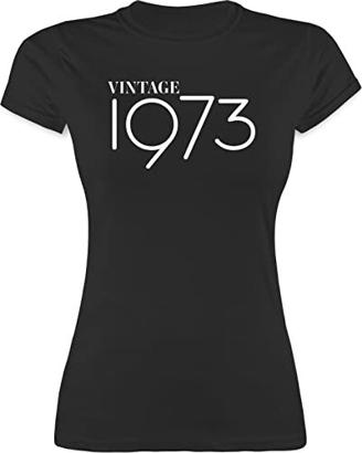 Shirt Damen - 50. Geburtstag - Vintage 1973 - M - Schwarz - 50 jähriger Tshirt Frau t zum 50er t-Shirt Frauen 50ger Shirts fünfziger s 50ig en fünfzig für 50.Geburtstag ge 50th Girlie - L191