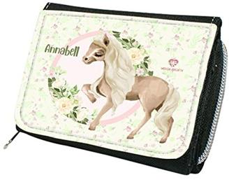 wolga-kreativ Kinder-geldbörse Geldbörse Geldbeutel mit Namen Pony braun für Mädchen Junge-n personalisiert Kinder Geschenk