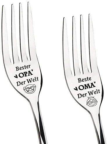 Juratar Oma und Opa Geschenke, 2 Stücke Gabeln mit Gravur aus Edelstahl Beste Oma Bester Opa Valentinstag Hochzeitstag Geschenk, Oma und Opa Geschenke Geburtstag