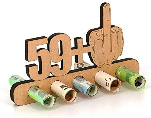 Giftota - Originelle Lustig 60. Geburtstag Geldgeschenk Holz - 59 + 1 - Geschenk zum 60.Geburtstag - Geburtstag Jubiläum - Geschenke aus Holz - Geschenke für Freunde, Familie