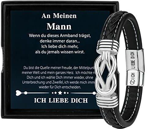 Merclix Ich Liebe Dich Geschenke für Männer lederarmband Herren Geschenk Ehemann Weihnachten Geschenk für Freund Jahrestag Geschenk für Ihn Hochzeitstag Geschenke für Männer zum Valentinstag
