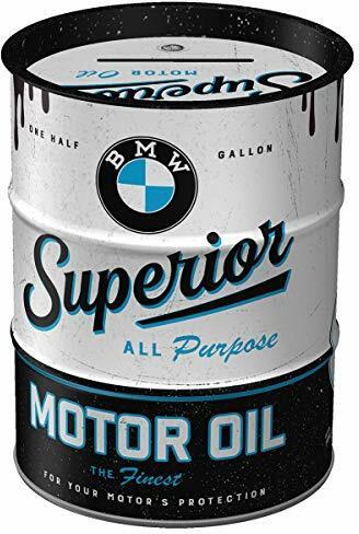 Nostalgic-Art Retro Spardose, BMW – Superior Motor Oil – Geschenk-Idee für Auto Zubehör Fans, Sparschwein aus Metall, Vintage Blech-Sparbüchse, 600 ml