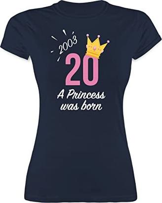 Shirt Damen - 20. Geburtstag - Zwanzigster Mädchen Princess 2003 - M - Navy Blau - 20.Geburtstag 20 jährige Tshirt Frauen Geschenke zu für zwanzig 02 a Shirts Geschenk jhre t-Shirts den - L191