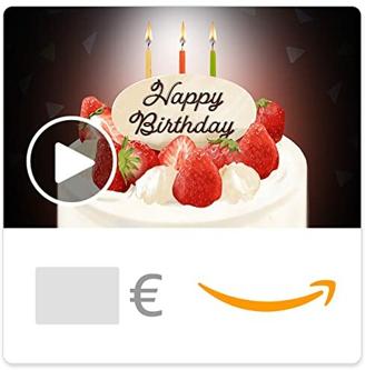 Digitaler Amazon.de Gutschein mit Animation (Geburtstagskuchen)