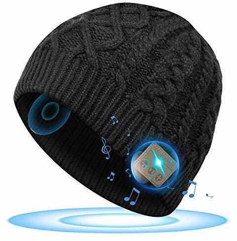 SOOFUN Bluetooth Mütze Geschenke für Frauen Männer - Adventskalender Mütze Herren Winter Wichtelgeschenk Mütze mit Bluetooth Kopfhörer, Musik Mütze Damen für Laufen Schwarz, Einheitsgröße