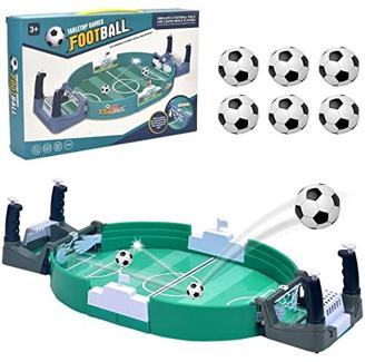 xinrongda Interaktives Tischfußballspiel mit 6 Fußbälle, Mini Tischkicker Desktop Spielzeug Tisch Fußball Kit, Innen 2-Spieler-Party-Tischkicker-Spielzeug-Geschenk für Kinder Erwachsene (6-Ball)