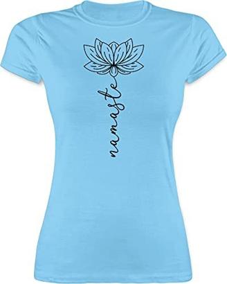Shirt Damen - Yoga und Wellness Geschenk - Namaste Lotusblüte - XXL - Hellblau - Hippie Oberteil t-shiert Geschenke für Frauen Shirts yogaoberteile Tshirts yogashirtsdamen Tshirt e - L191