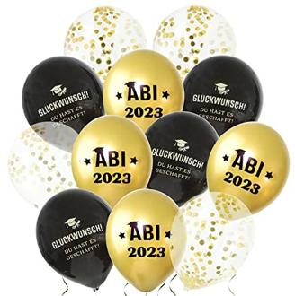 30 Stk Abitur 2023 Deko Abi Luftballons Schwarz Gold Abschluss Bestandene Prüfung Abschlussfeier Graduation Party Deko Geschenke