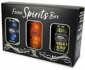 Altenburger Original Feine Spirits Box mit Whisky Senf (200 ml), Dry Gin Senf (200 ml) und Old Rum Senf (200 ml), Senf Mittelscharf