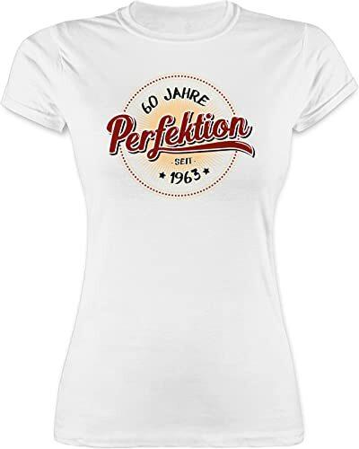 Shirt Damen - 60. Geburtstag - Sechzig Jahre Perfektion seit 1963 - L - Weiß - Geschenke für zum 60 60er 1962 Frau Tshirt t Geschenk 60-Geburtstag Shirts 60ter t-Shirt 60.Geburtstag s - L191