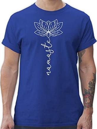 T-Shirt Herren - Yoga und Wellness Geschenk - Namaste Lotusblüte Yoga Chakra - M - Royalblau - lotusbluete Shirt do Your Shirts für männer Fans Tshirt Mann t Fun änner s Bauwolle ann - L190