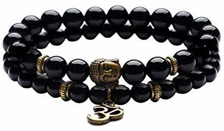 2 Teile/Satz Vintage Unisex perlen Buddha Kopf Yoga om anhänger armbänder schmuck Geschenk Valentinstag schwarz bequem und praktischBequem und attraktiv