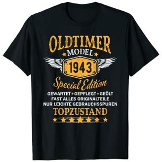 80. Geburtstag Mann, Oldtimer Baujahr 1943, Herren T-Shirt