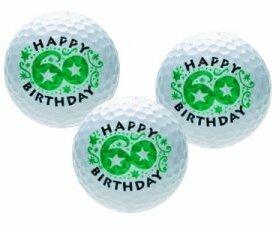 CEBEGO Golfballset Happy 60er, Golfball und Golfbälle, Golfgeschenk zum Geburtstag Jubiläum Golf Gift