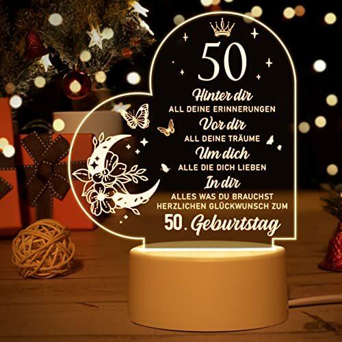 50 Geburtstag Frau Mann , Geschenke zum 50. Geburtstag - Acryl Nachtlicht Geschenke Deko, 1973 50. Geburtstag für Vater, Mutter, Freunde, Ehemann, Ehefrau, 50. Geburtstag Geschenkideen