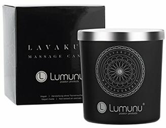 Deluxe Aroma Massagekerze Lavakuss aus natürlichen Soja & Kokosölen für Paarmassagen (150g), von Venize